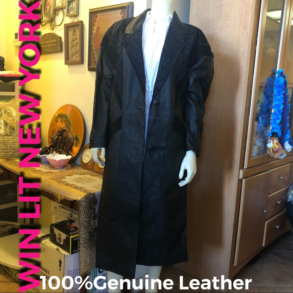 Win Lit Genuine Leather Long Coat